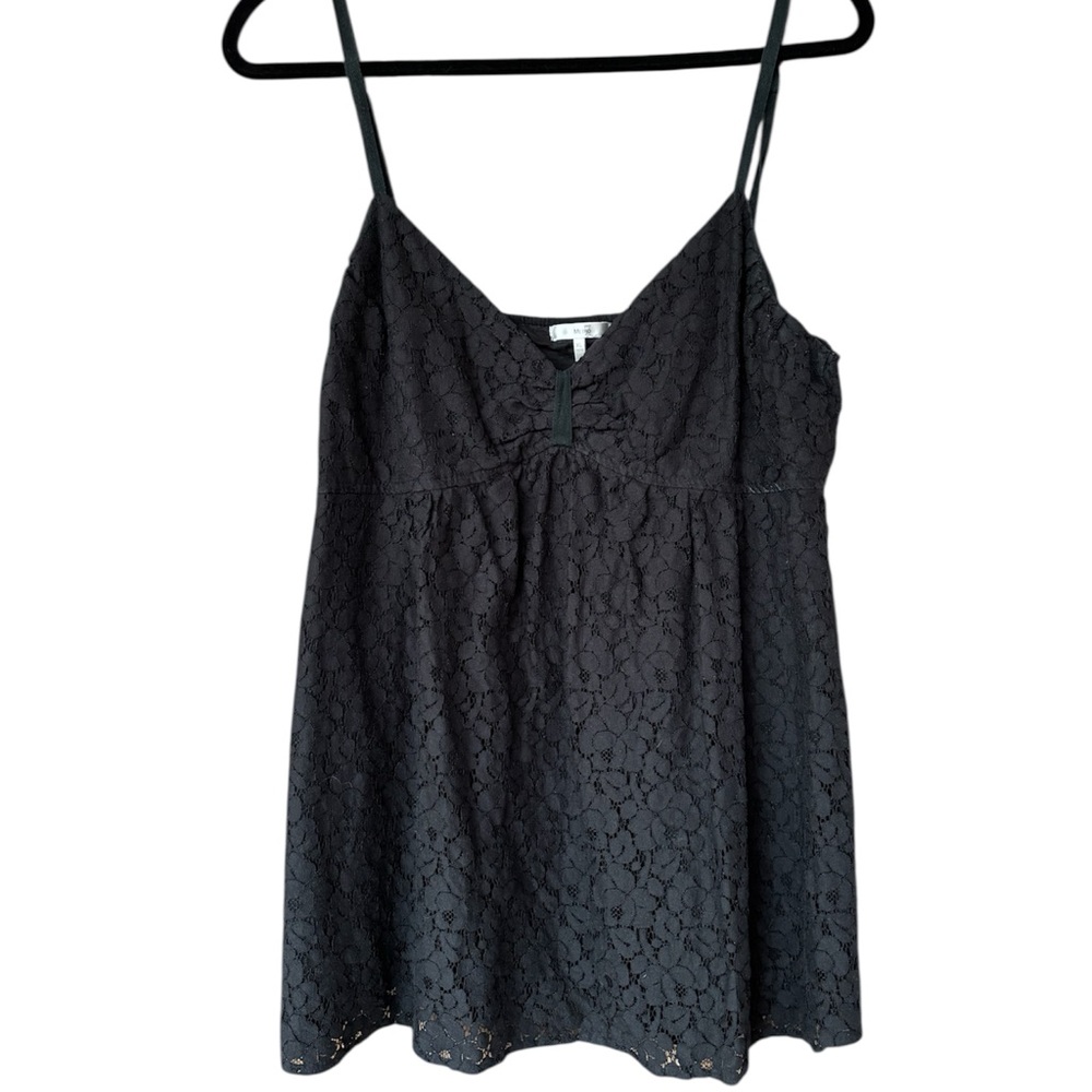 Metro 7 Black Floral Lace Cami Tank Top XL (16/18) Lined Cottagecore Boho Goth‎